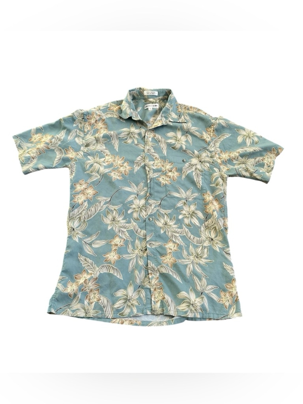 Pierre Cardin Teal Floral Short-Sleeve Button-Down Shirt